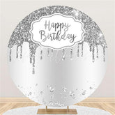 Lofaris Simple Sliver Glitter Round Birthday Party Backdrop