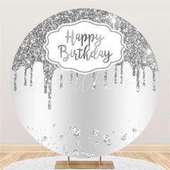Lofaris Simple Sliver Glitter Round Birthday Party Backdrop