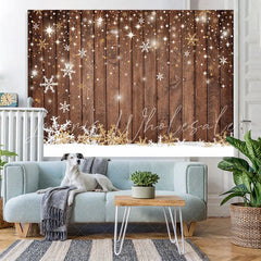 Lofaris Simple Snowflake Wood Christmas Bokeh Backdrop for Party