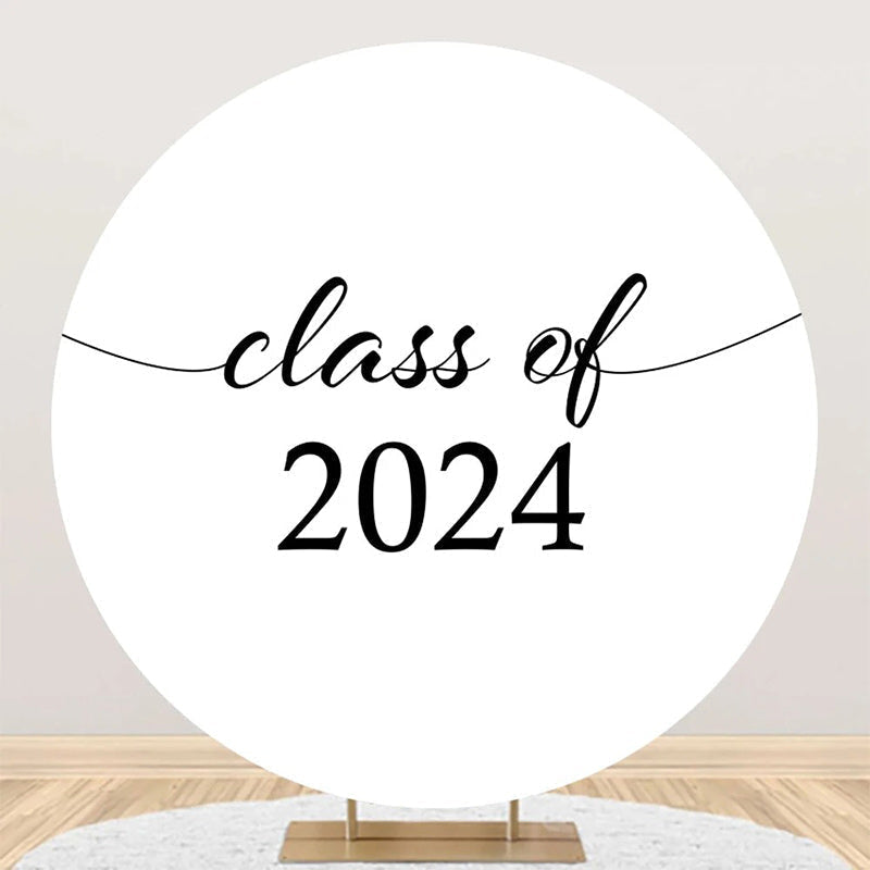 Lofaris Simple White Black Class Of 2024 Round Grad Backdrop