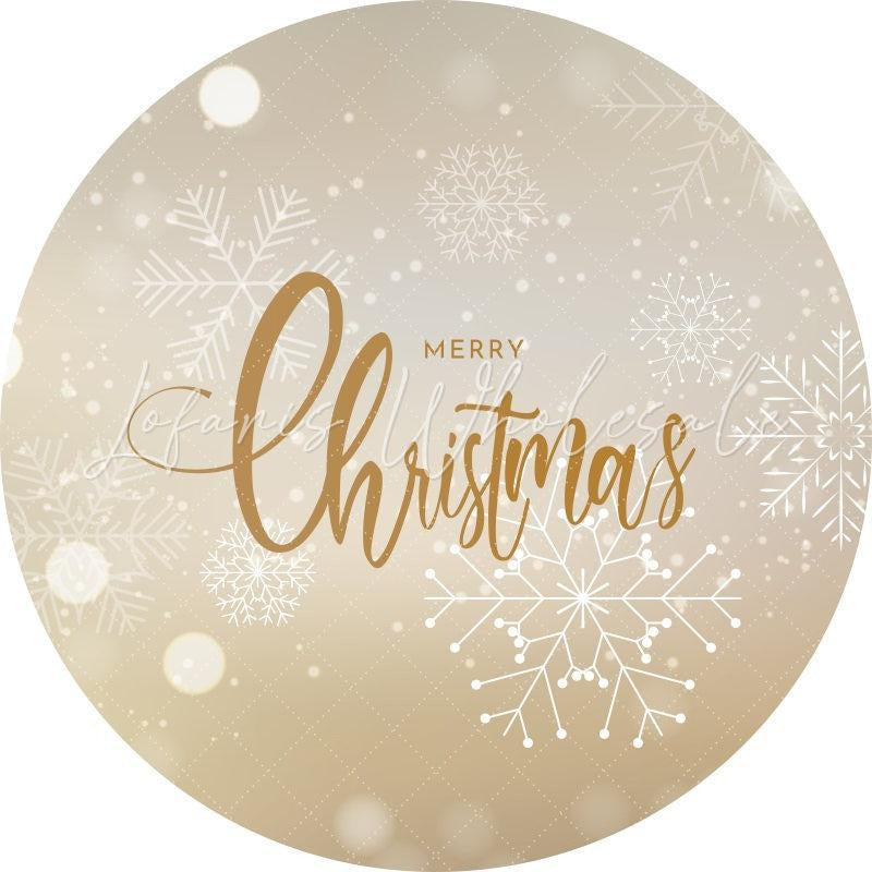 Lofaris Simple White Snowflake Round Merry Chrismas Backdrop