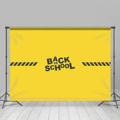 Lofaris Simple Yellow Black Back To School Party Backdrop