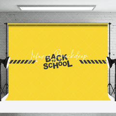Lofaris Simple Yellow Black Back To School Party Backdrop