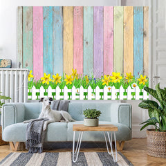 Lofaris Simple Yellow Floral And Colour Wood Theme Backdrop