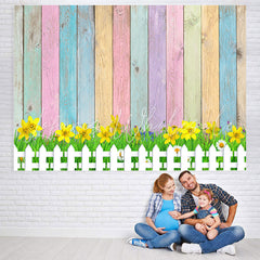 Lofaris Simple Yellow Floral And Colour Wood Theme Backdrop
