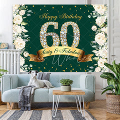 Lofaris Sixty And Fabulous Floral Glitter Birthday Backdrop