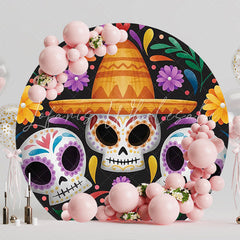 Skull Day of the Dead Round Backdrop for Halloween