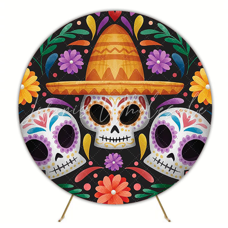 Skull Day of the Dead Round Backdrop for Halloween