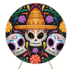 Skull Day of the Dead Round Backdrop for Halloween
