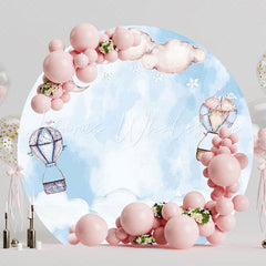 Sky Balloons Watercolor Round Backdrop for Kids Celebration