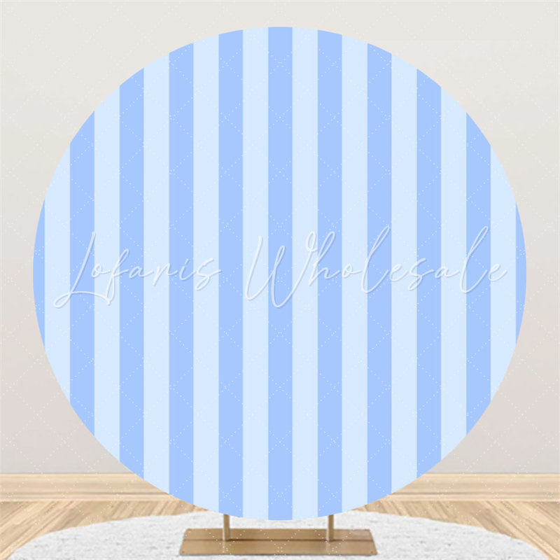 Lofaris Sky Blue Stripe Simple Round Dance Party Backdrop
