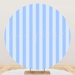 Lofaris Sky Blue Stripe Simple Round Dance Party Backdrop