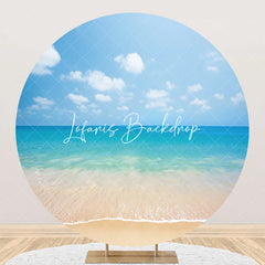 Lofaris Sky Cloud Sandy Hawaii Beach Round Birthday Backdrop