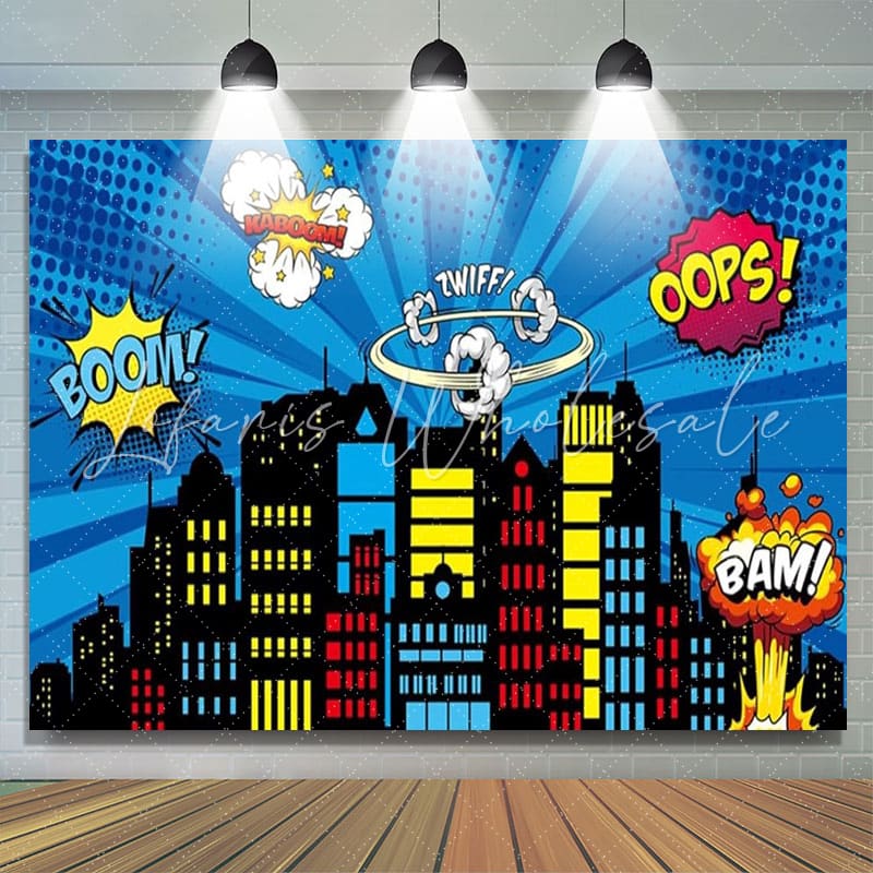 Skyscraper City Superhero Theme Party Photography Backdrop
