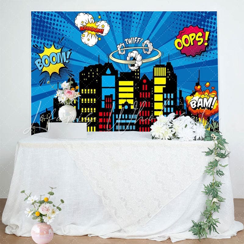 Skyscraper City Superhero Theme Party Photography Backdrop