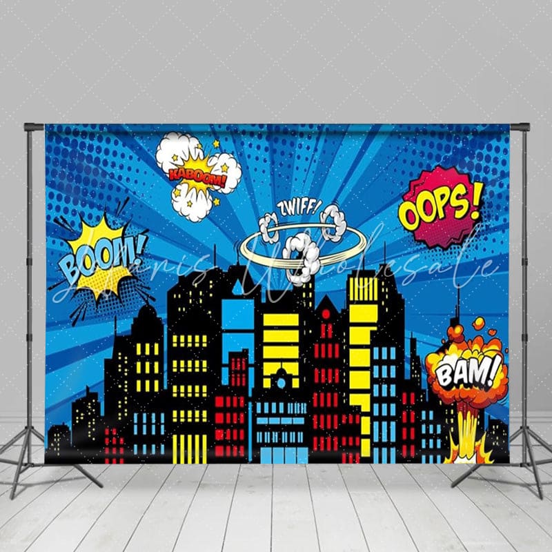 Skyscraper City Superhero Theme Party Photography Backdrop