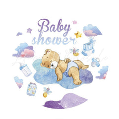 Lofaris Sleep On The Cloud Bear Circle Baby Shower Backdrop