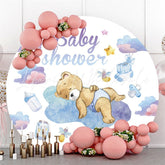 Lofaris Sleep On The Cloud Bear Circle Baby Shower Backdrop