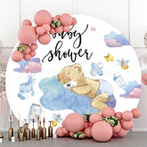 Lofaris Sleep On The Cloud Bear Round Baby Shower Backdrop