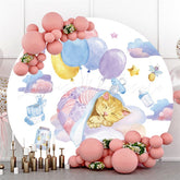 Lofaris Sleep Yellow Cat With Balloons Space Round Backdrop