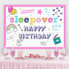 Lofaris Sleepover Happy Birthday Party Backdrops For Girls