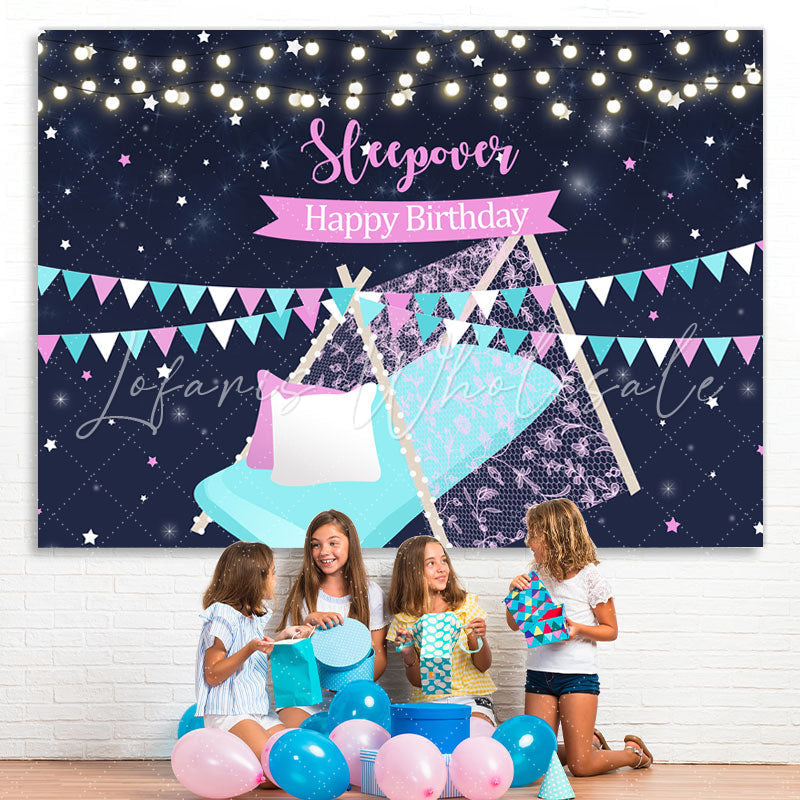 Lofaris Sleepover Happy Birthday Slumber Party Backdrops for Girls