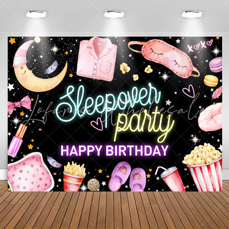 Lofaris Sleepover Party Happy Birthday Backdrop For Girls