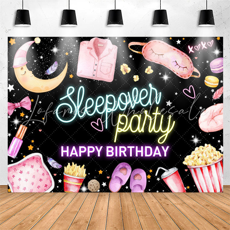 Lofaris Sleepover Party Happy Birthday Backdrop For Girls
