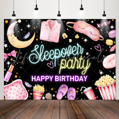 Lofaris Sleepover Party Happy Birthday Backdrop For Girls