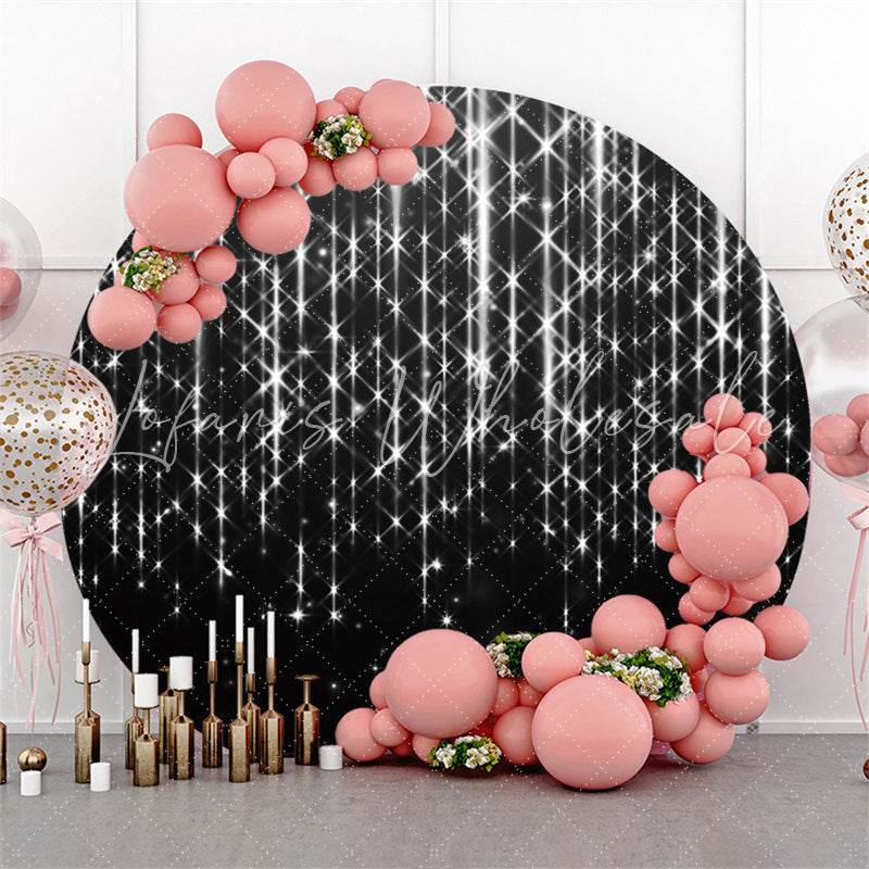 Lofaris Silver Bright Star Round Black Birthday Party Backdrop