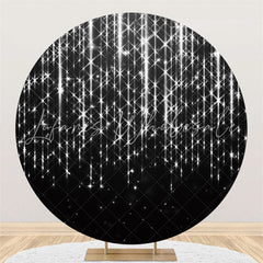Lofaris Silver Bright Star Round Black Birthday Party Backdrop