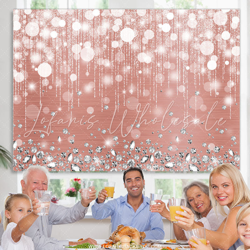 Lofaris Silver Diamonds Bokeh Dark Pink Birthday Party Backdrop