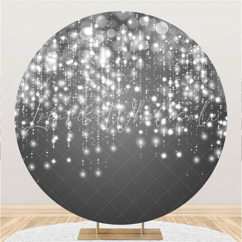 Lofaris Silver Glitter Bokeh Simple Circle Birthday Backdrop
