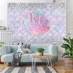 Lofaris Sliver Glitter Mermaid Two The Sea Birthday Backdrop