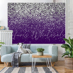 Lofaris Silver Glitter Purple Birthday Party Decoration Backdrop