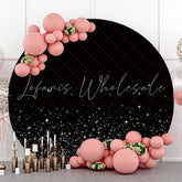 Lofaris Silver Light Glitter Black Round Birthday Backdrop