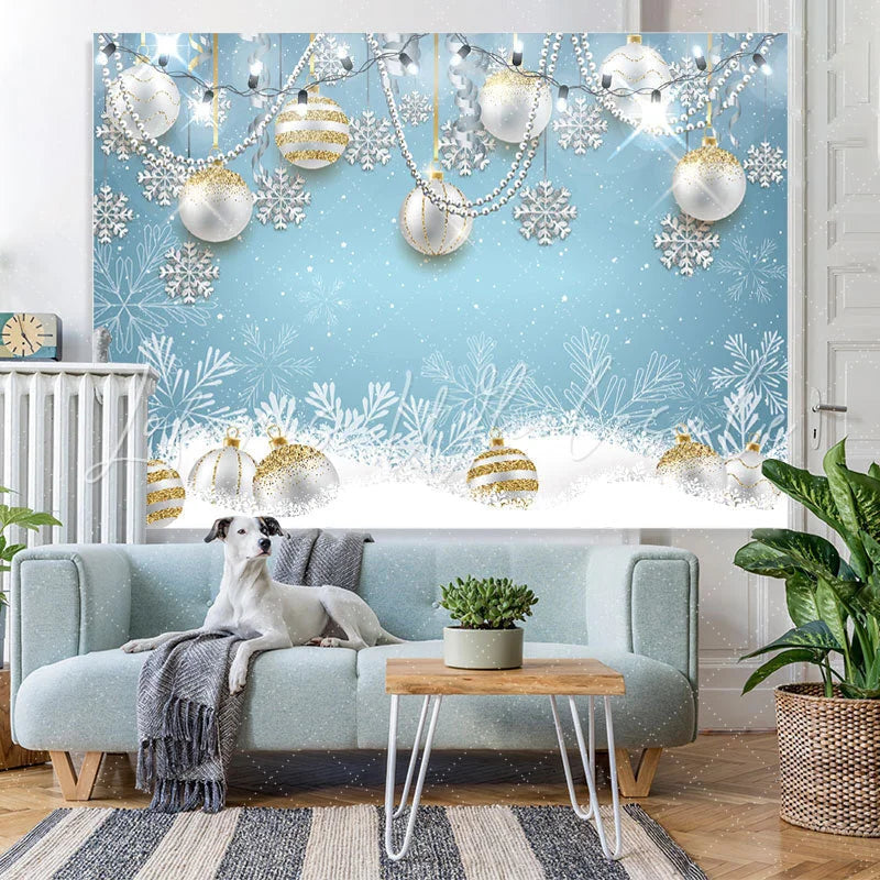 Lofaris Silver Pearl Ball With Snowflake Christmas Backdrop