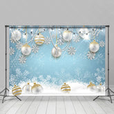 Lofaris Silver Pearl Ball With Snowflake Christmas Backdrop