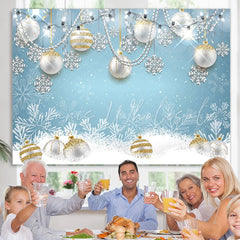 Lofaris Silver Pearl Ball With Snowflake Christmas Backdrop