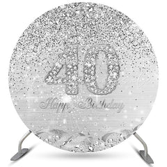 Lofaris Silver Themed Happy 40Th Birthday Circle Backdrop