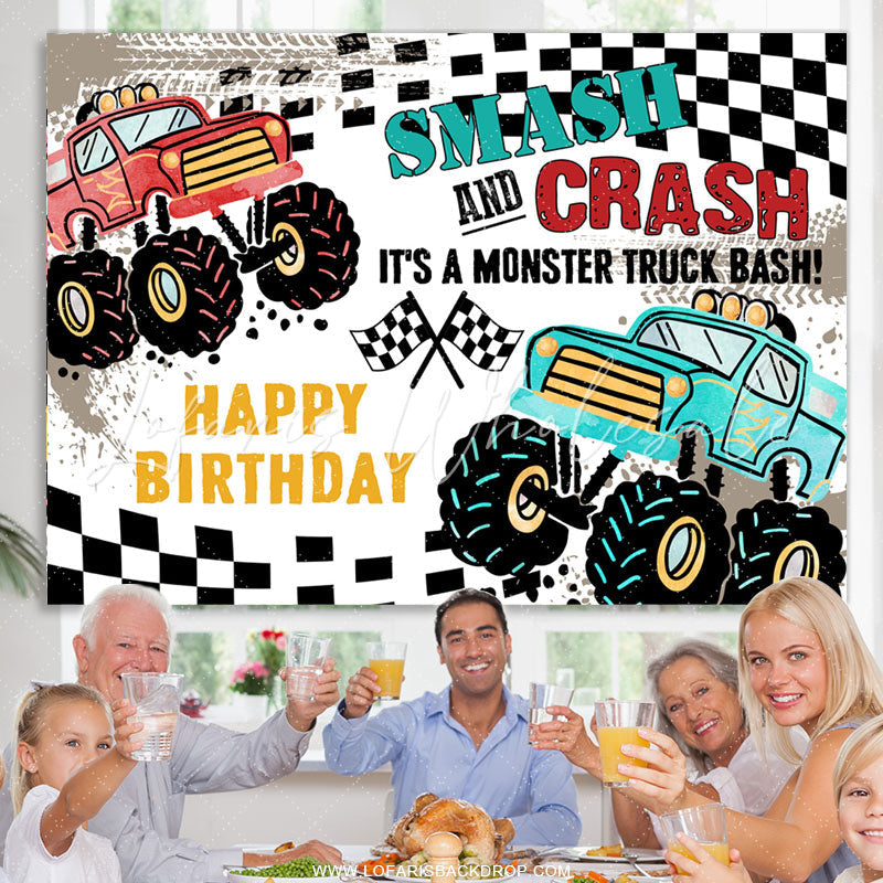 Lofaris Smash And Crash Car Adventure Birthday Backdrop