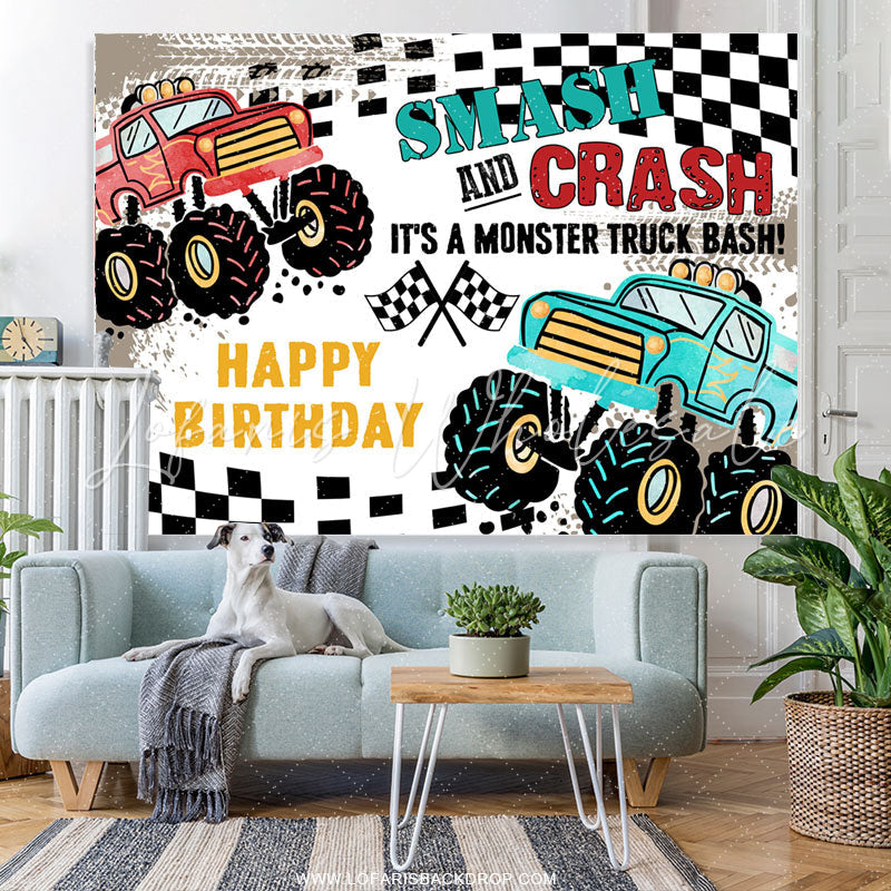 Lofaris Smash And Crash Car Adventure Birthday Backdrop