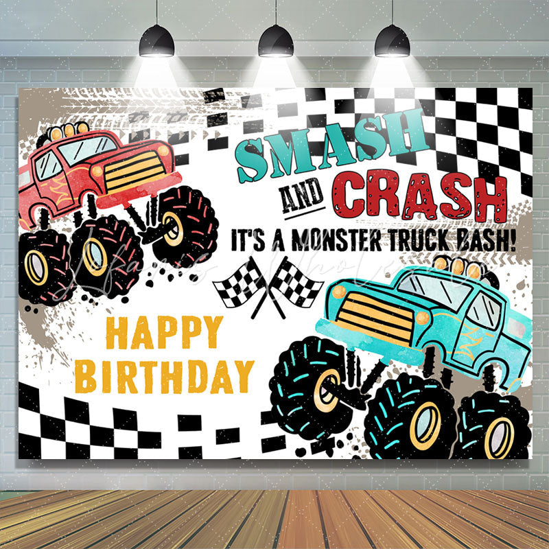 Lofaris Smash And Crash Car Adventure Birthday Backdrop
