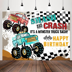 Lofaris Smash Crash Truck Bash Birthday Backdrop For Boys