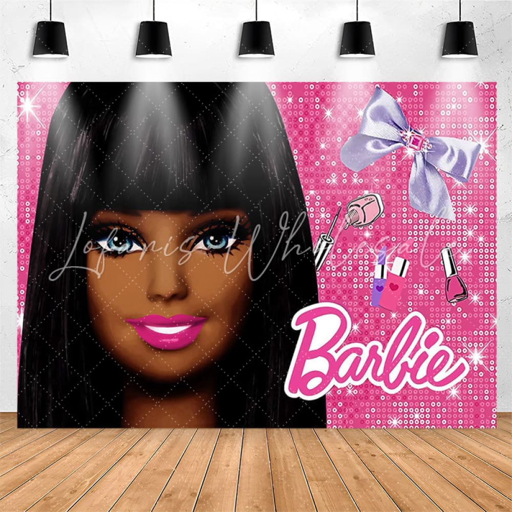 Lofaris Smiling Princess Pink Glitter Backdrop For Party Decor