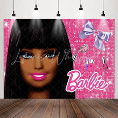 Lofaris Smiling Princess Pink Glitter Backdrop For Party Decor