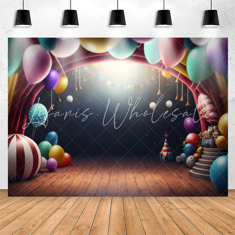Lofaris Smrat Balloons Arch Colorful 1st Birthday Backdrop