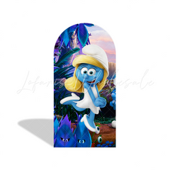 Smurfs Theme Happy Birthday Party Arch Backdrop Wall Cloth Cover