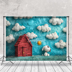 Snoopy Grass Field House Cloud Cake Smash Backdrop