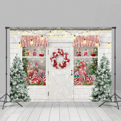 Lofaris Snow Christmas Tree Lights Balloon Window White Wall Backdrop